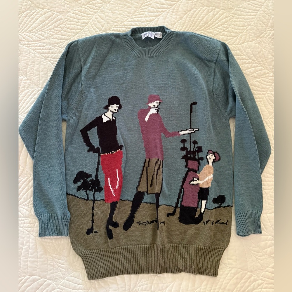 Leon Levin Women’s Vintage Golf Crewneck Sweater